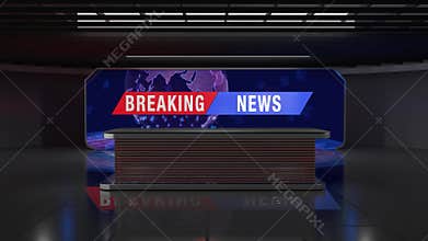 3D Virtual TV Studio News, Backdrop For TV Shows .TV On Wall.3D Virtual News Studio Background