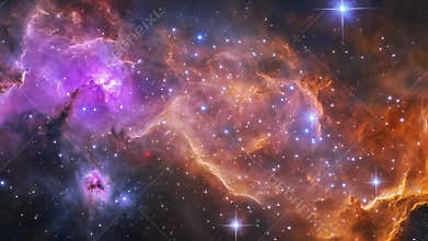 Massive cosmic dust cloud glows brilliantly, forming part of mysterious nebula lost in vastness of deep space