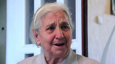 True sincere weeping of elderly woman