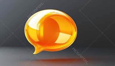 Vibrant Orange Speech Bubble For Social Network Communication With A Glossy Finish