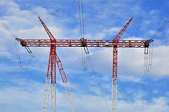 Detailed high voltage electricity tower pole