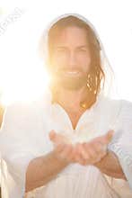 Easter Risen Hands on heart white