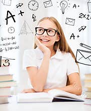 Student girl studying at school
