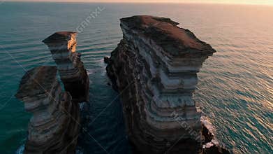 Breathtaking cliffs of the twelve apostles marine national park at sunset