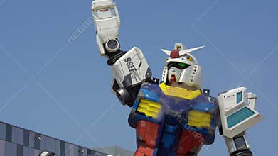 The life-sized Gundam statue at GUNDAM NEXT FUTURE PAVILION, Expo 2025.