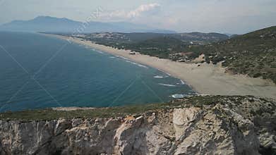 Stunning aerial look over Patara beach and peninsula in Turkiye