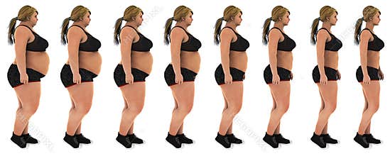Fat to slim woman weight loss transformation profile shot
