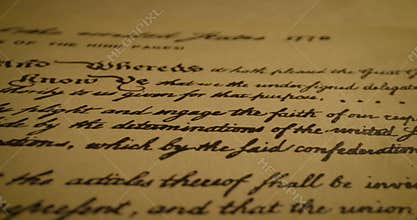 Articles of Confederation Macro Cinematic Shot Handwritten Text 8