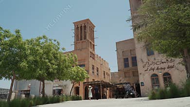 Al Seef or old city of dubai  is historical district with traditional Arabic architecture Dubai UAE