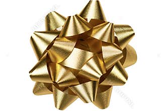 Golden Bow Isolated on White