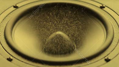 Large speaker doing a bass test in slow motion