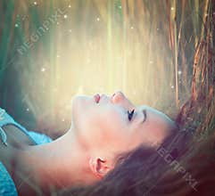 Teenage model girl outdoors