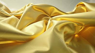 Light airy delicate golden yellow silk fabric gracefully falls, floats, twists and folds