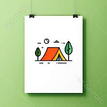 Poster of a tent with a tree and a moon