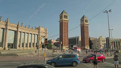 Barcelona, Spain. May 21, 2025, Tourists Visiting Plaza Espana in Barcelona