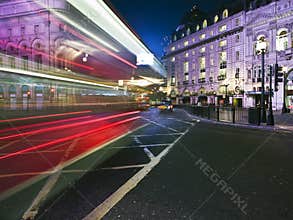 Speed blur of London bus