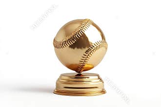 Shiny Golden Baseball Award Isolated on White Surface for Presentation