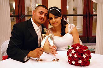 Latino Wedding Couple Toasting