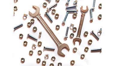 Assorted wrench, nuts and bolts broken heart, stop motion