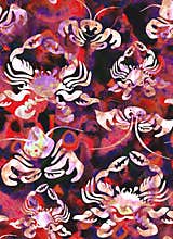 Funny lobsters and crabs on picturesque watercolor background.