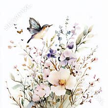 Png butterfly boho floral watercolor illustration