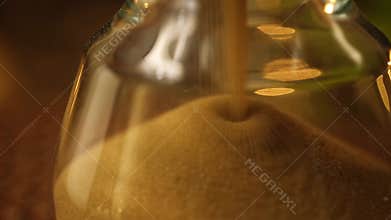 Falling Sand in Hourglass Closeup Time Passing Clock Measurement Instrument Daily Schedule Deadline Reminder Antique Stopwatch