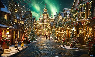 Snowy Christmas Town Scene