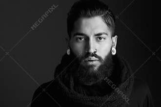 Male fashion model with beard