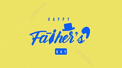 Happy Father\'s Day with Hat Icon Vector Design Isolated on Yellow Background
