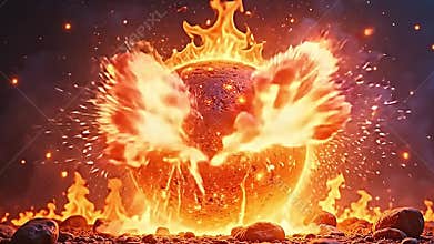 angstrom wizard empyrean burst inward flames, dazzling flashes Generative AI