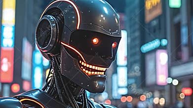 angstrom modern automaton with angstrom toothy smile, streamlined Generative AI