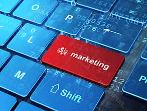 Advertising concept: Finance Symbol and Marketing on computer keyboard background