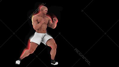 Bodybuilder strong man boxer boxing slowmotion