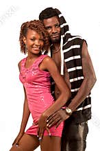 Young couple embracing.
