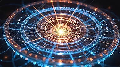 A rotating visual system builds into a starburst glimmer Generative AI