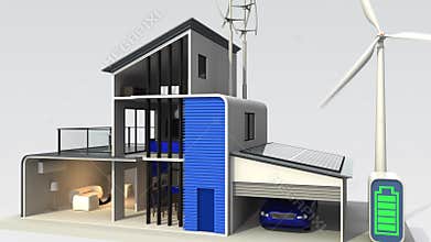 Smart house with solar panel system