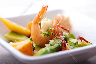 Shrimp,avocado and mango salad