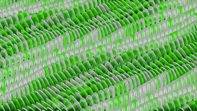 Abstract waves background with field of three dimensional green and white elements