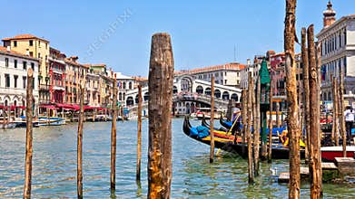 Venice - Grand Canal at the famous Rialto Bridge