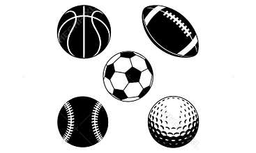 Basketball soccer football baseball golf balls vectors