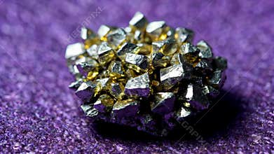 Close up of ore on a purple background, Generative AI