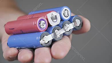 Hand Holding Custom Lithium-Ion Battery Pack with Welded Strips