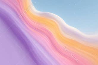 Soft pastel hues flowing in gentle waves against a serene sky backdrop