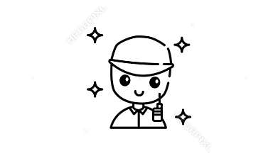 line art Security guard cartoon a cute uniformed cartoon security guard is holding a walkie talkie