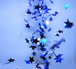 Falling Shiny Blue Stars Celebration