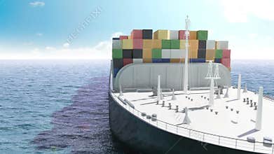 Cargo container ship in a sea