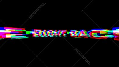 Be right back with glitch effect on black