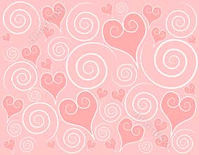 Light Pink Hearts Swirls Background
