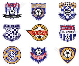 Football Soccer Badges, Patches and Emblem Vector Set