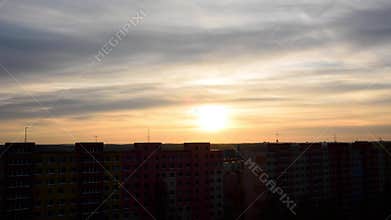 Apartments block at sunset timelapse